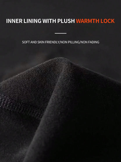 Solid Color Women's Fleece Lined Thermal Underwear Set, Winter Tight Ski Yoga Base Layer Set Black