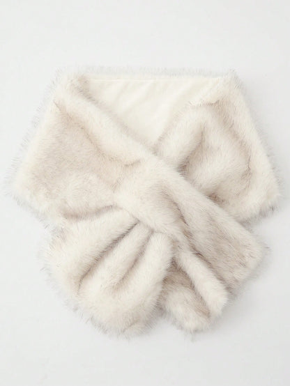 1pc Fluffy Bridal Shawl Cape With Collar