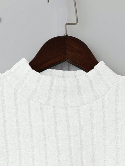 Thermal Lined Slim Fit Women's Casual Mock Neck Long Sleeve T-Shirt