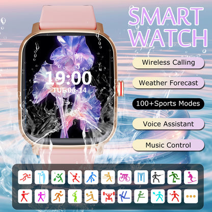Waterproof Smart Watch, Wireless Call/Dial, Multiple Sports Modes, Incoming Call Alert And Rejection, SMS Notification, Customizable Wallpaper, Compatible With Smartphone/Android System