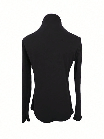 Women's Thicken Fleece Turtleneck Thermal Undershirt, Stylish Splice Rib Knit Design