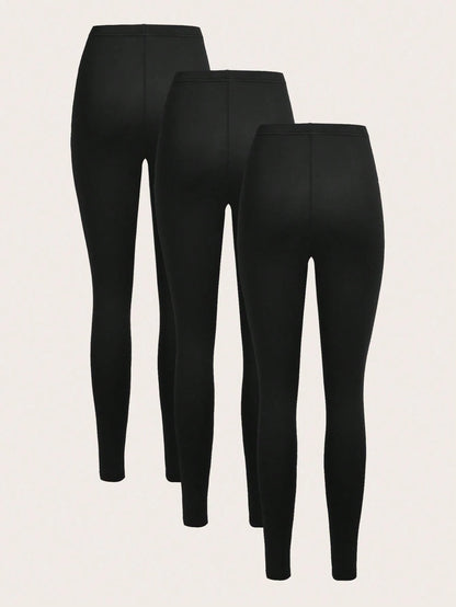 3 Set Casual Knit Slim Fit Legging Skinny Long Pants For Women