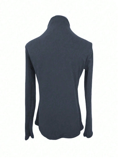 Women's Thicken Fleece Turtleneck Thermal Undershirt, Stylish Splice Rib Knit Design