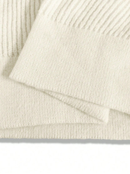 Women Casual Solid Color Knit Sweater Set, Collared Button-Up Cardigan And Front Bow Pocket Knit Pants