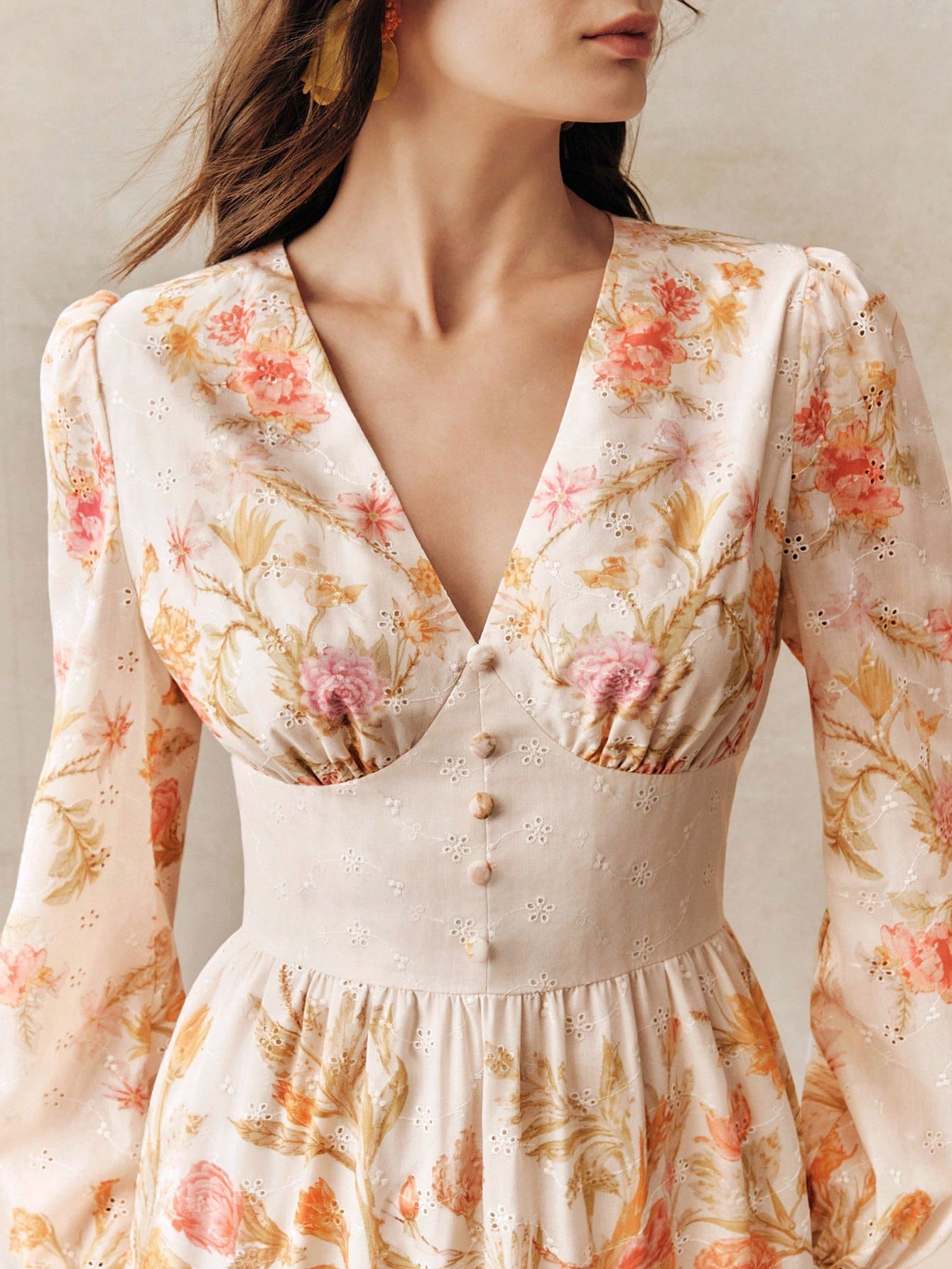 Women's Elegant Romantic Vacation & Date V-Neck Printed Dress, Spring/Summer
