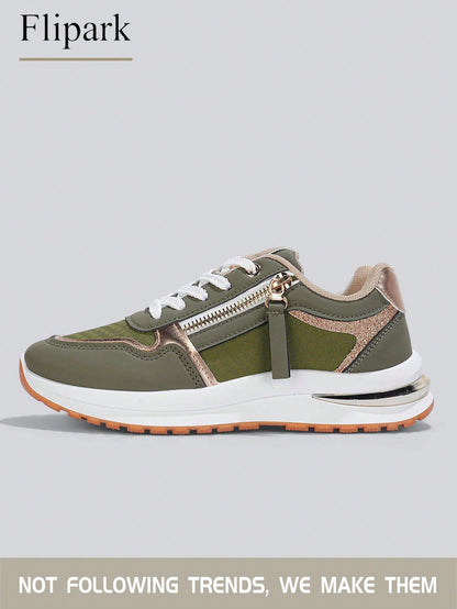 Women's Cushioned Supportive Athletic Walking Shoes, PU Leather Flexible Durable Low-Top Casual Sneakers