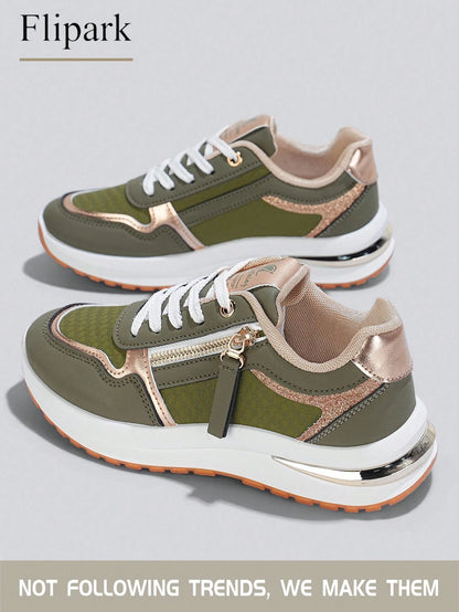 Women's Cushioned Supportive Athletic Walking Shoes, PU Leather Flexible Durable Low-Top Casual Sneakers